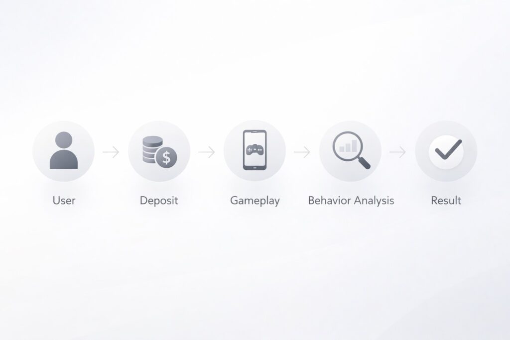 diagram showing user behavior and system response in teen patti earning app